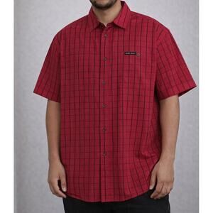 Sean John Red Check Button Up Shirt Men’s 2XL Y2K Streetwear Short Sleeve Hip